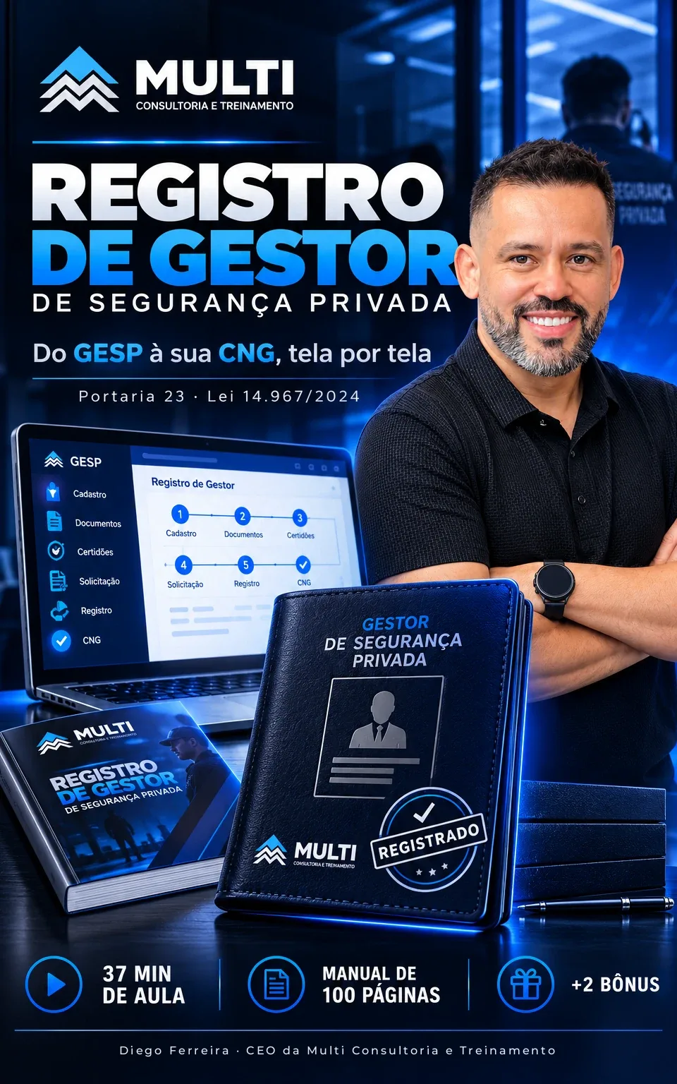 Capa do Registro de Gestor de Segurança Privada, com Diego Ferreira